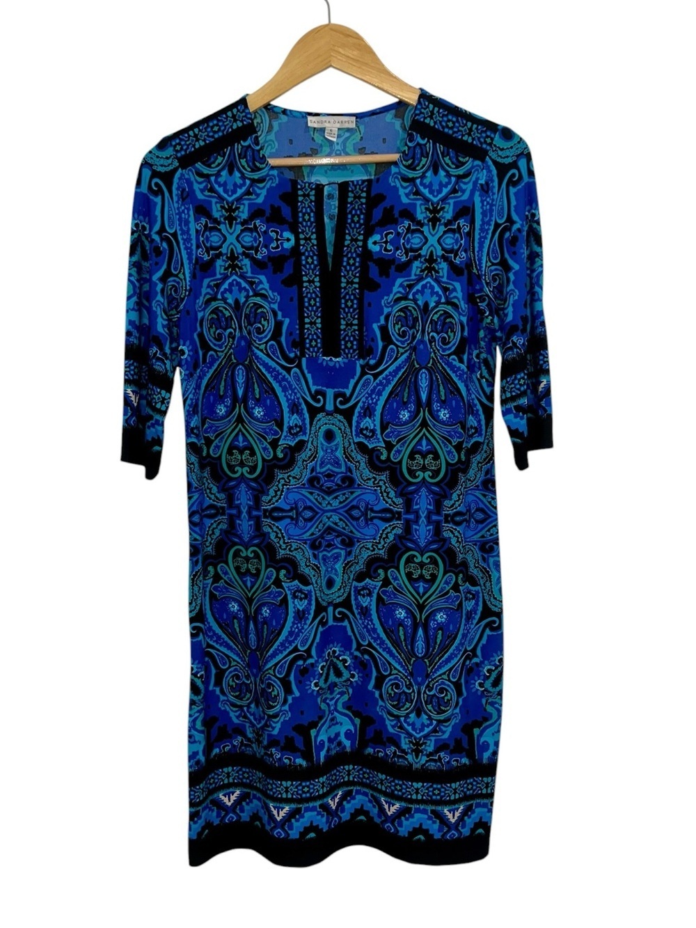 NEW Sandra Darren Paisley Print Tunic Dress Blue